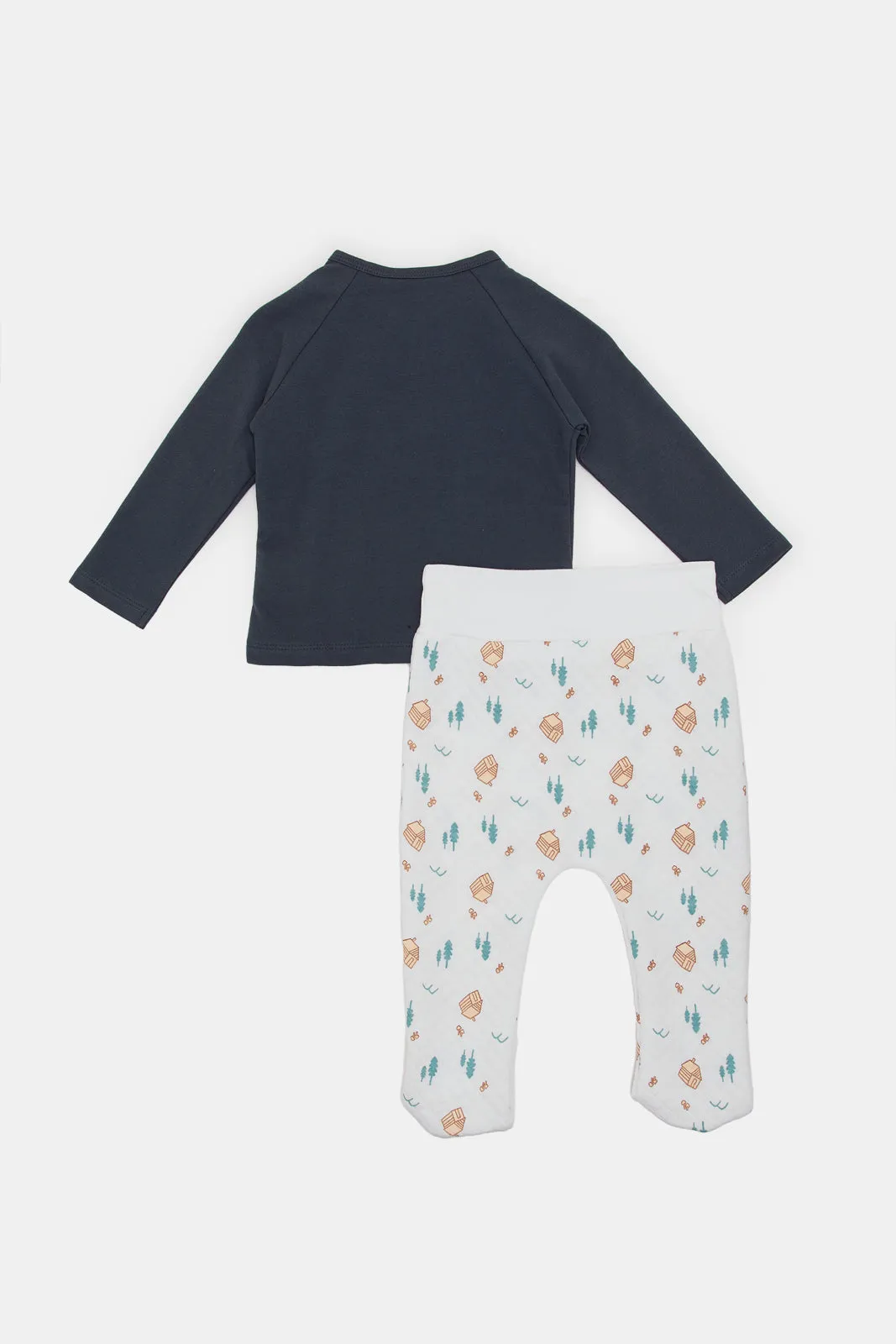 Babies Navy Quilted Printed Pyjama Set (2 Piece)