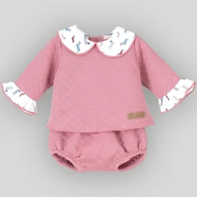 Baby Girls Quilted Outfit - Pink - Calamaro 17872