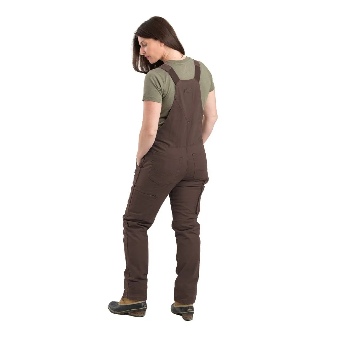 Berne Women's Flex Softstone Duck Unlined Bib Work Overall WB922 - Brown