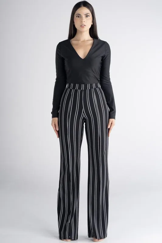 Black/White Pants High Waisted Stripped Pants