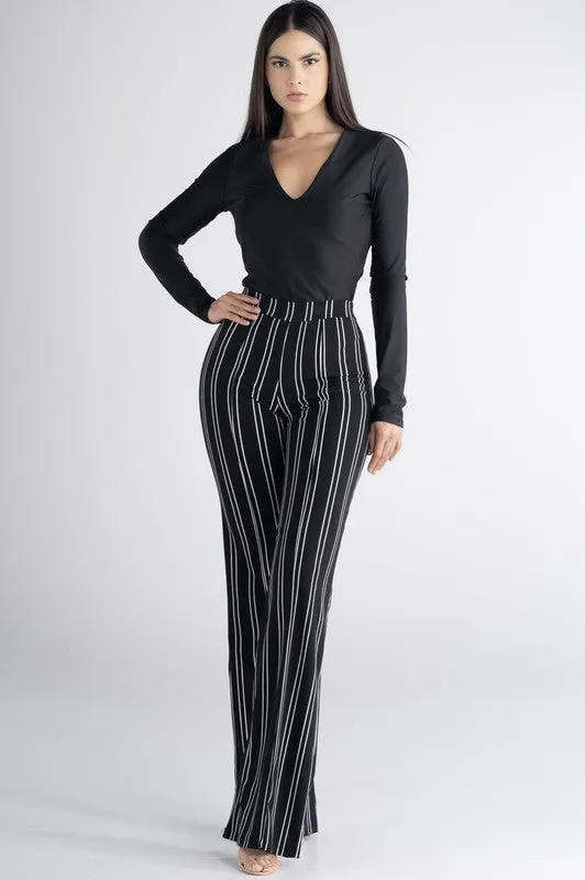 Black/White Pants High Waisted Stripped Pants