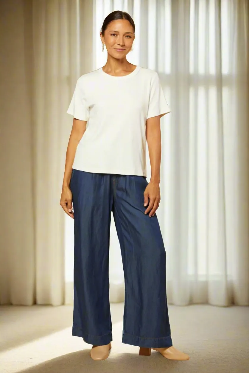 Breezy Regular Length Relaxed Tencel Pant in Dark Wash