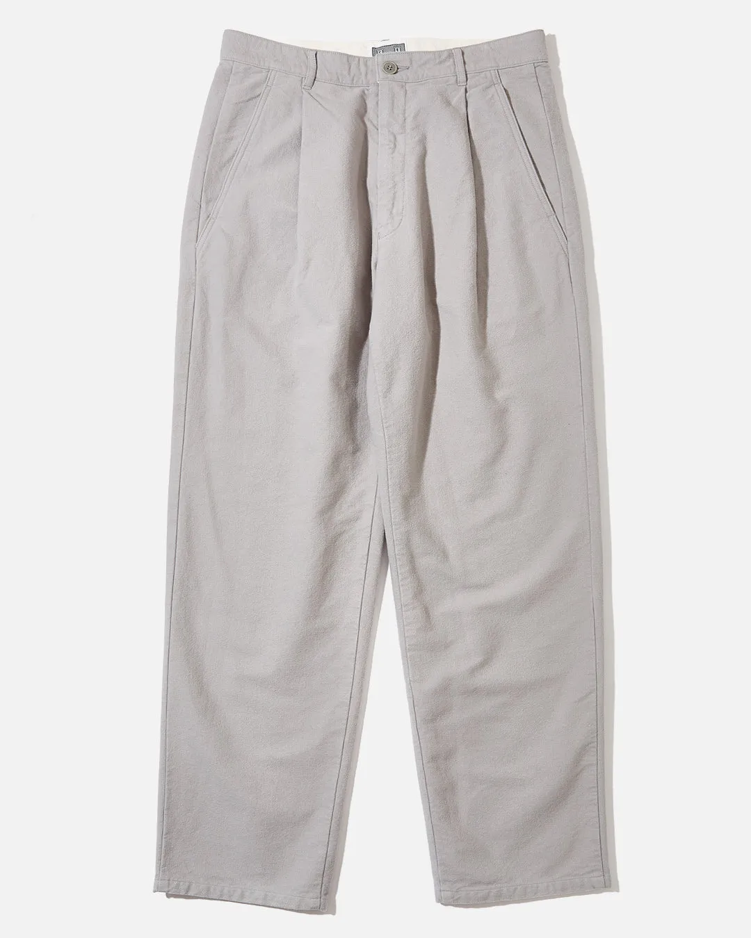 Brushed Soft Cotton One Tuck Pants - Grey