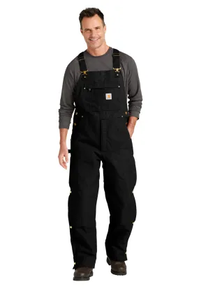 Carhartt Mens Firm Duck Insulated Bib Overalls w/ Pockets - Black