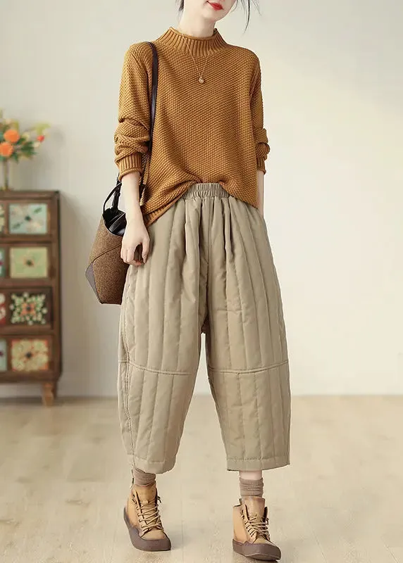 Casual Fine Cotton Filled Crop Pants