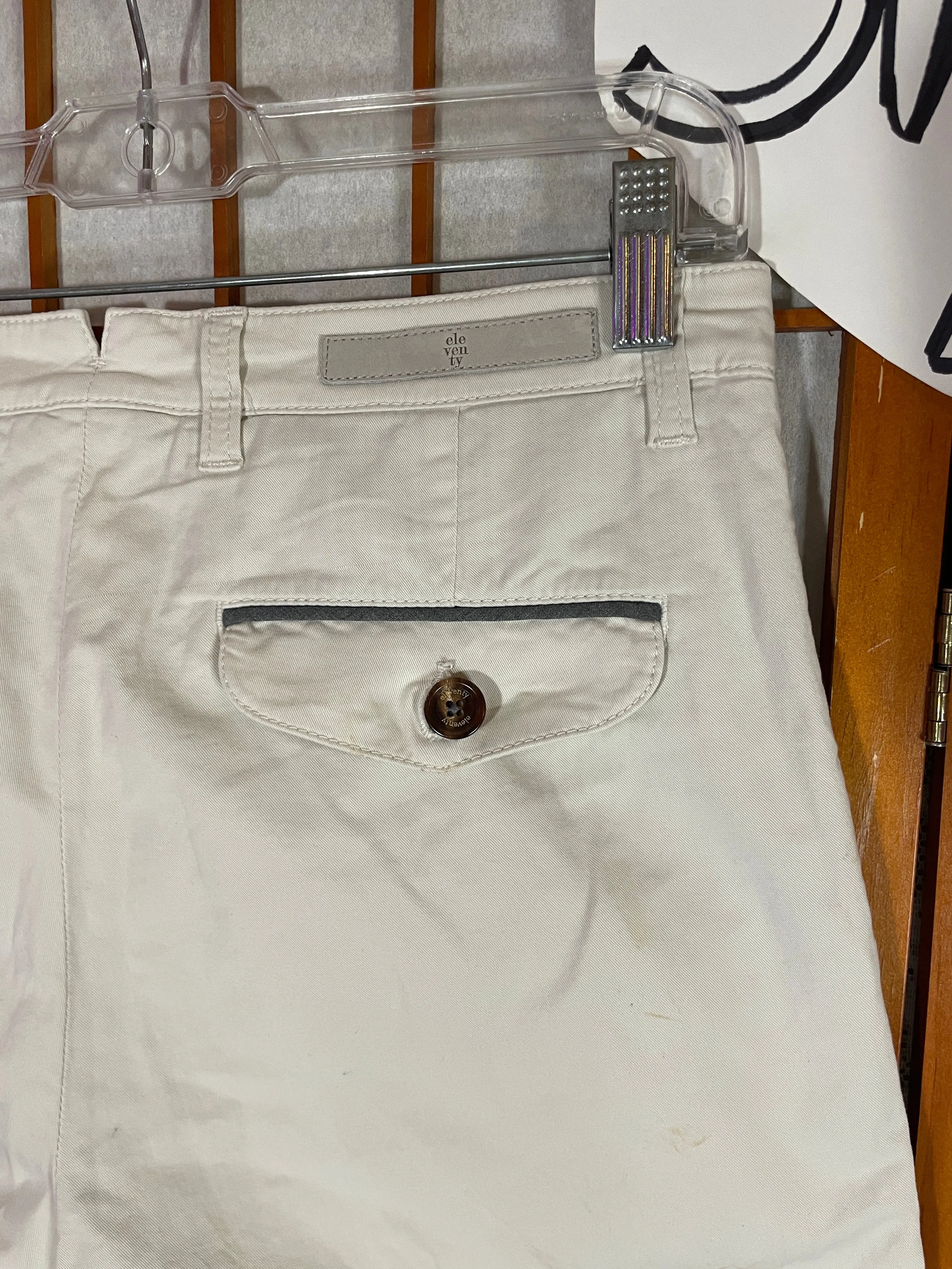 ELEVENTY Mens Chino Pants Size 30x28 White Regular Fit Italy Straight Leg