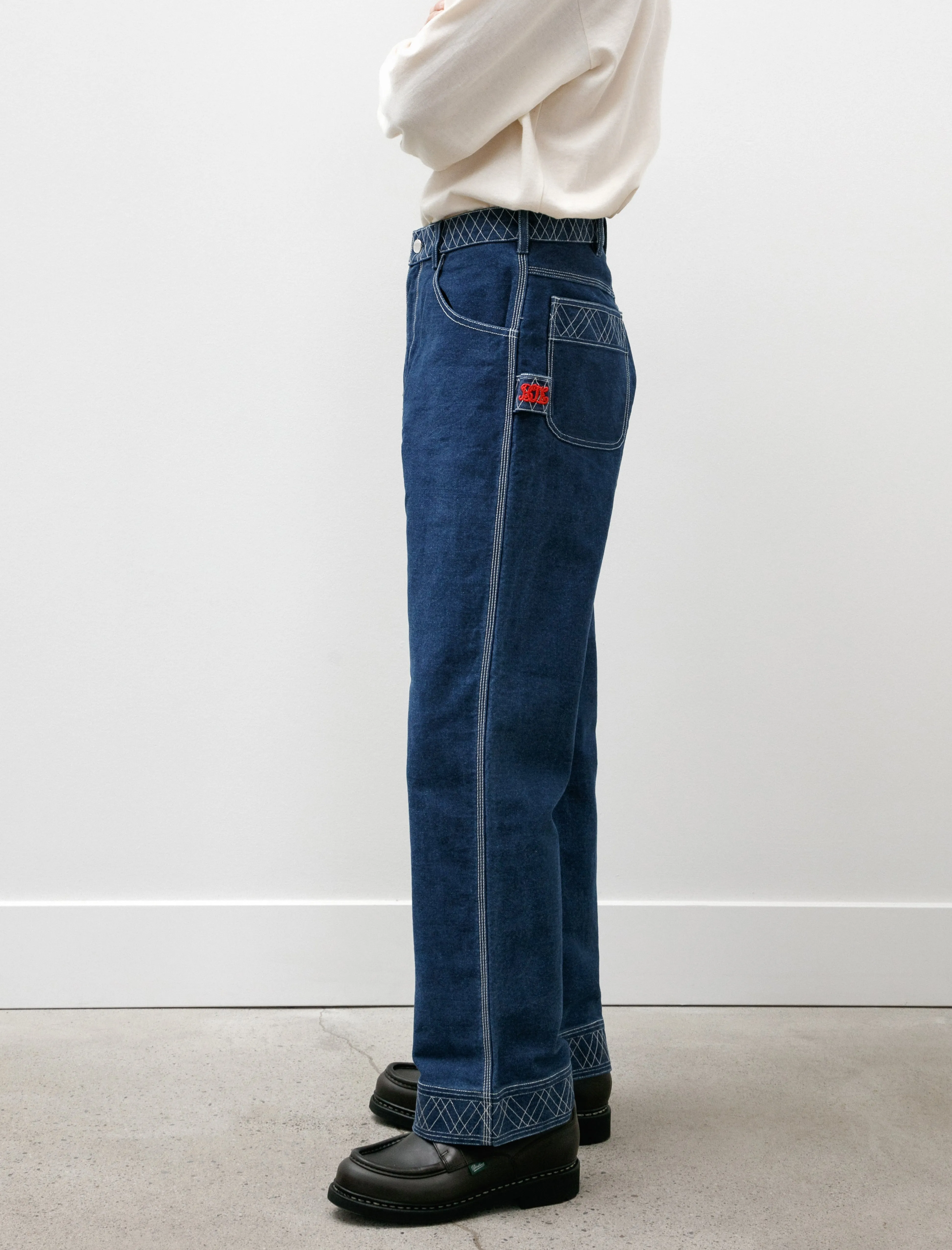 Embroidered Denim Knolly Brook Trousers Indigo