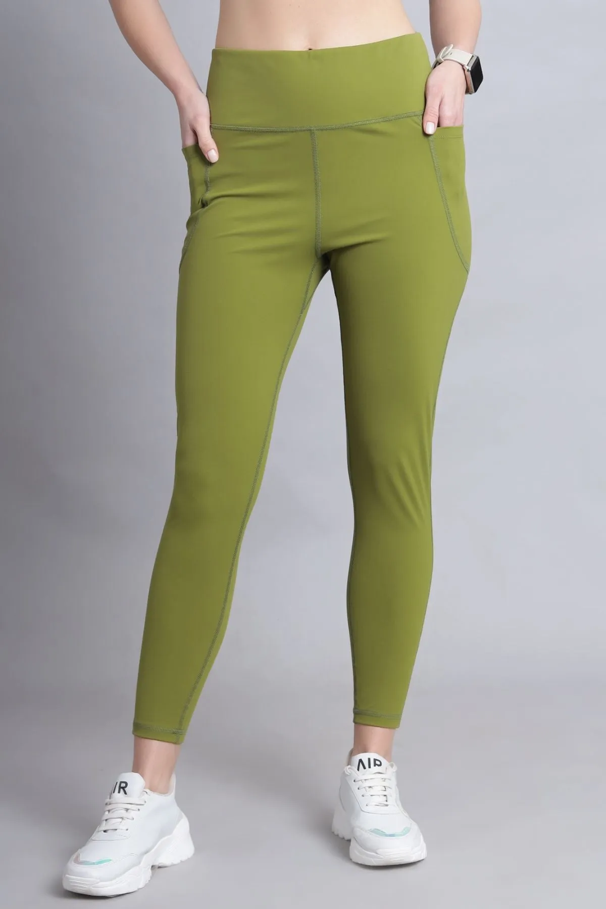 High Waisted Gentle Compression Olive Postpartum Leggings