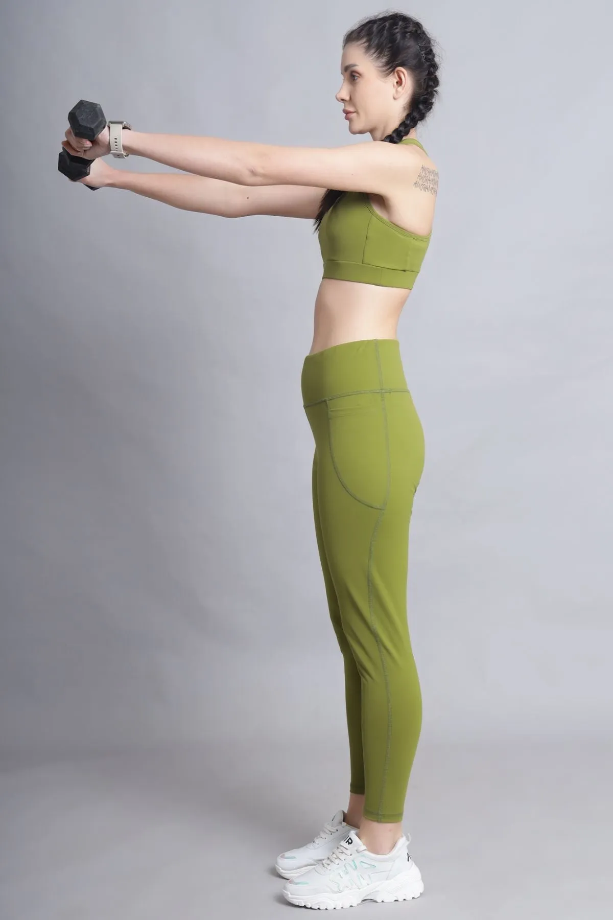 High Waisted Gentle Compression Olive Postpartum Leggings