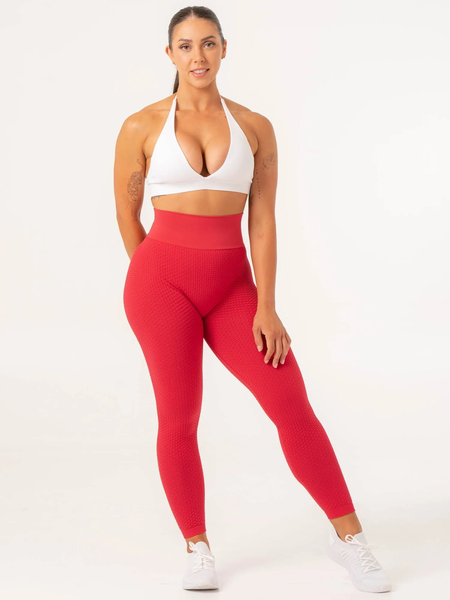 Honeycomb Scrunch Seamless Leggings - Lipstick Red