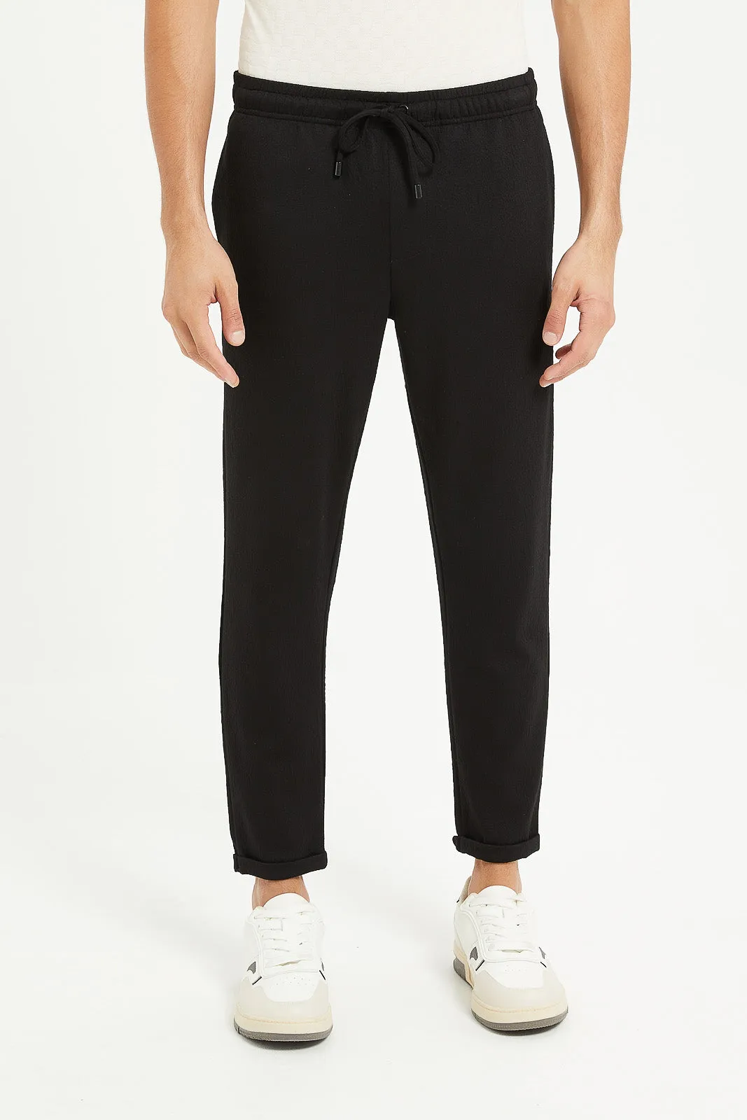 Men Black Pull On Jog Trousers