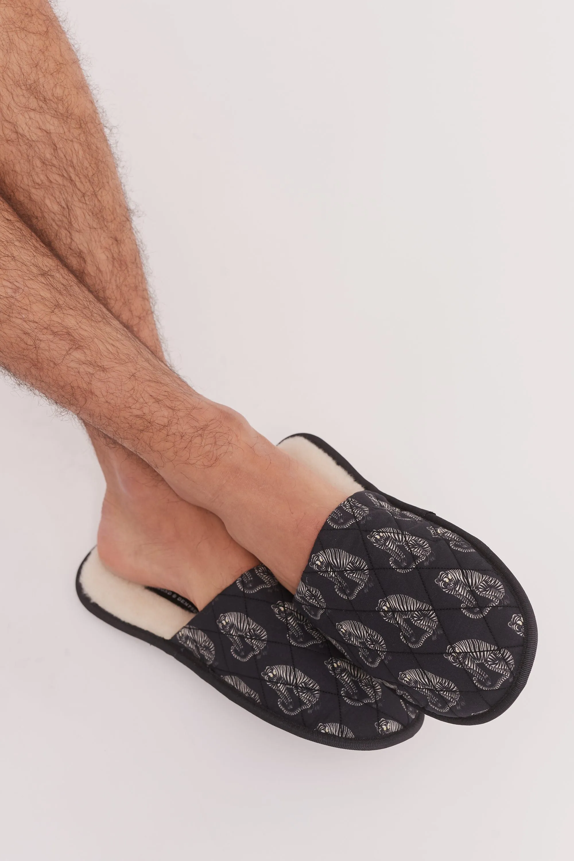 Men’s Slippers Sansindo Tiger Print Black/Cream