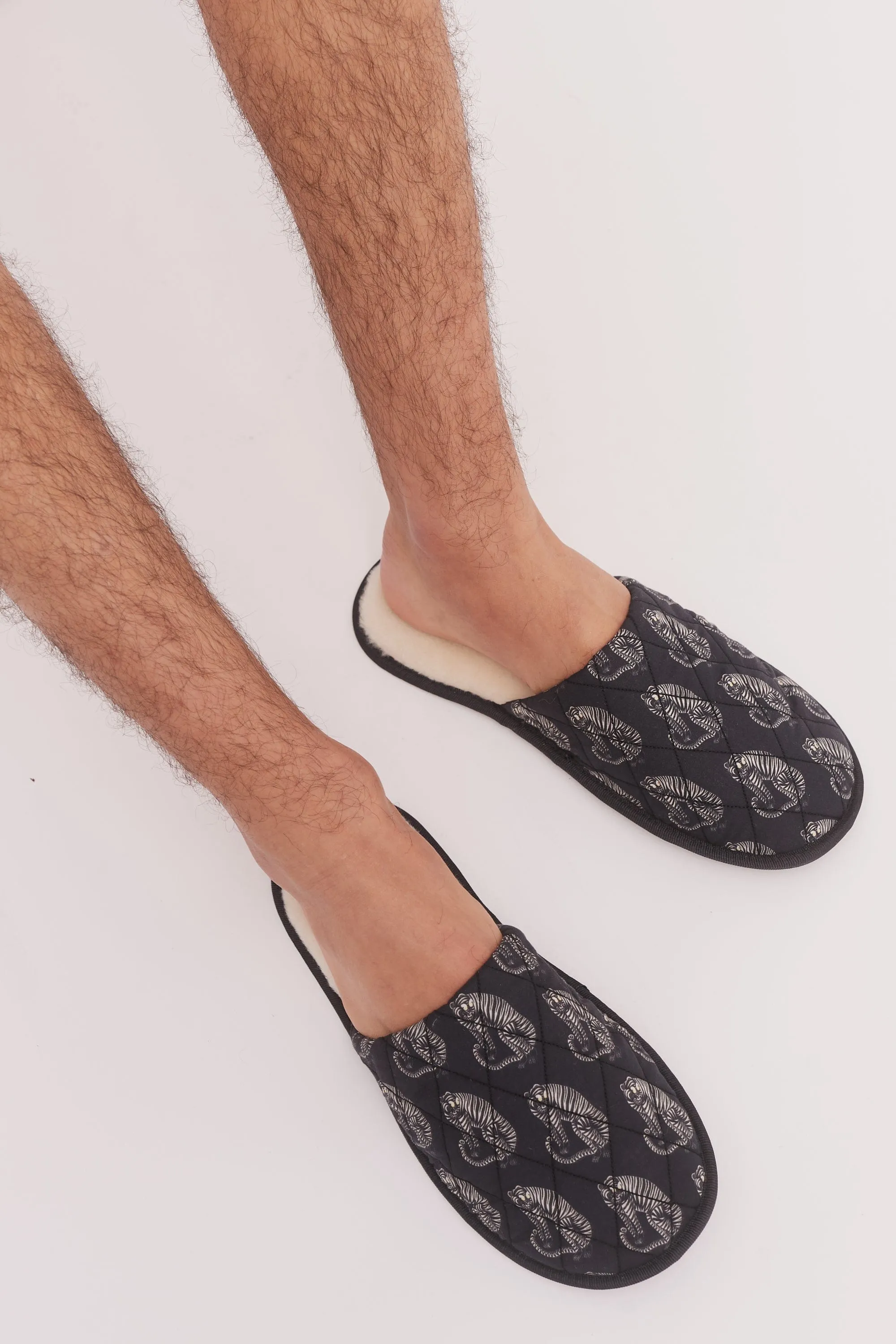 Men’s Slippers Sansindo Tiger Print Black/Cream