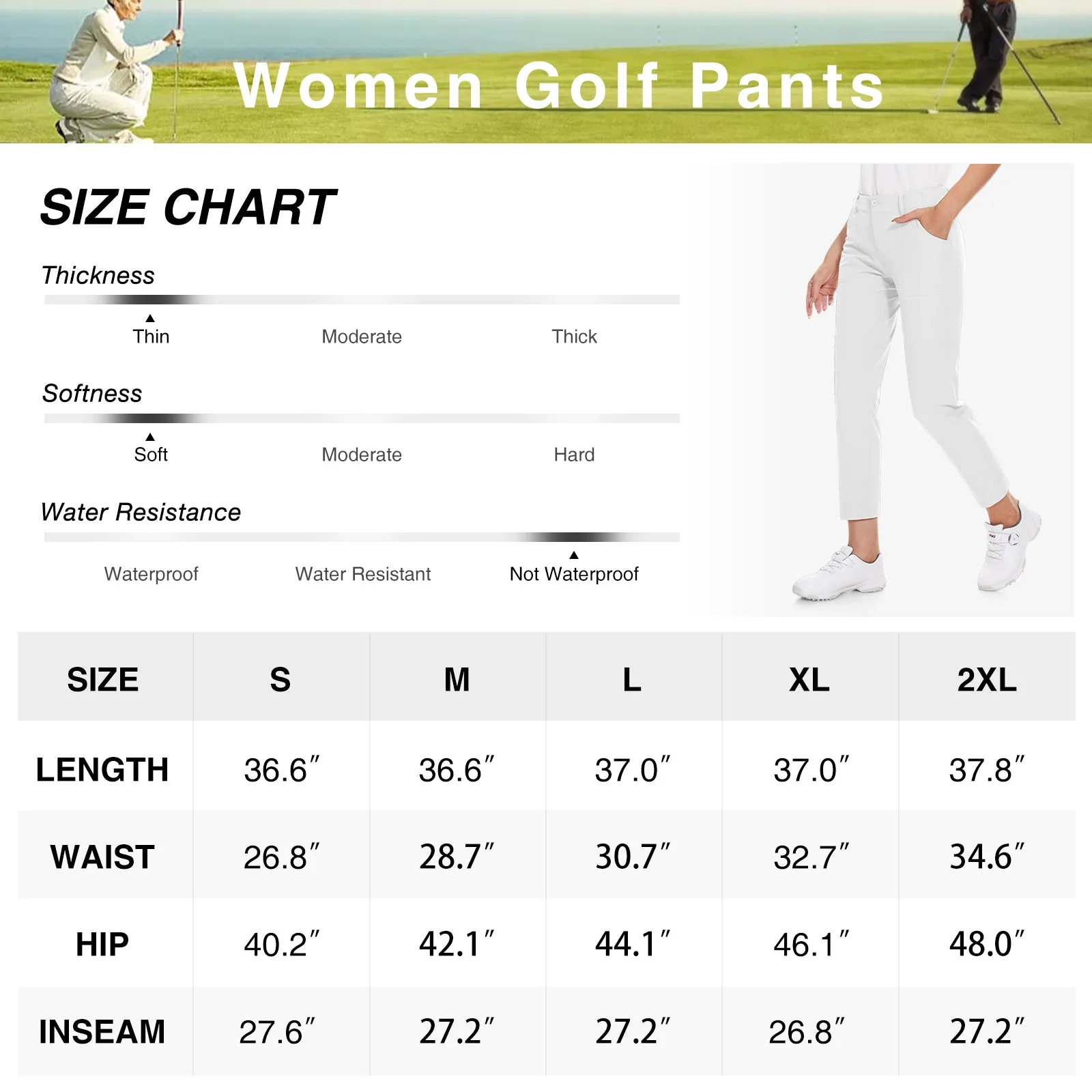 MOTEEPI Women's Lightweight Stretchy Work Hiking  Golf Pants