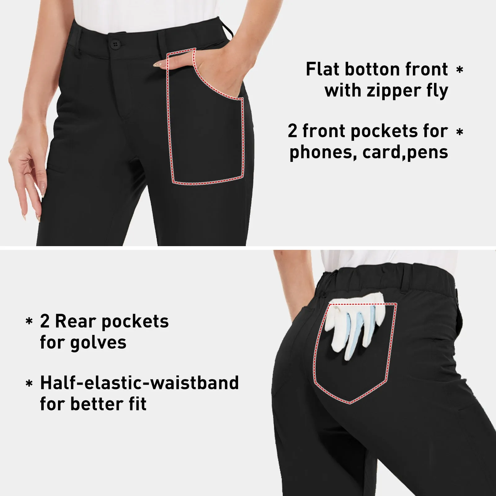 MOTEEPI Women's Lightweight Stretchy Work Hiking  Golf Pants