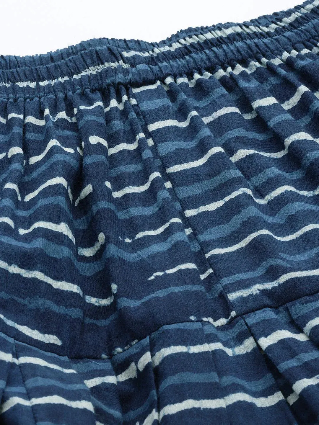 Navy Blue Striped Cotton Salwar