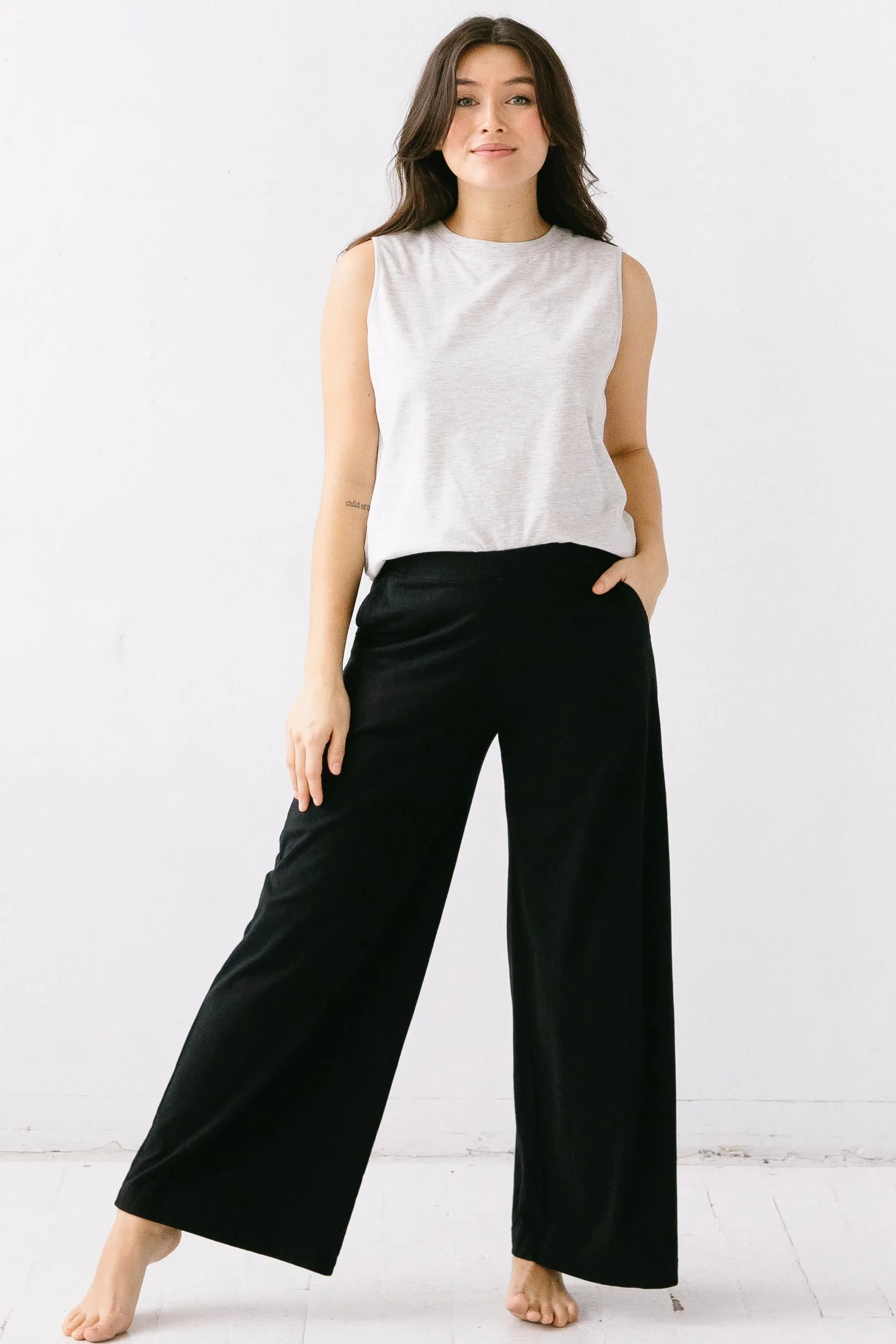 Pima Cotton Wide Leg Pants