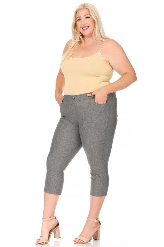 Plus size, stretchy, pull up, capri jeggings