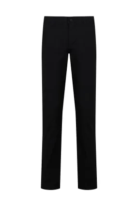 Regular Fit Side Pocket High Waist Unpleated Cotton Gray Casual Pants, Black D.