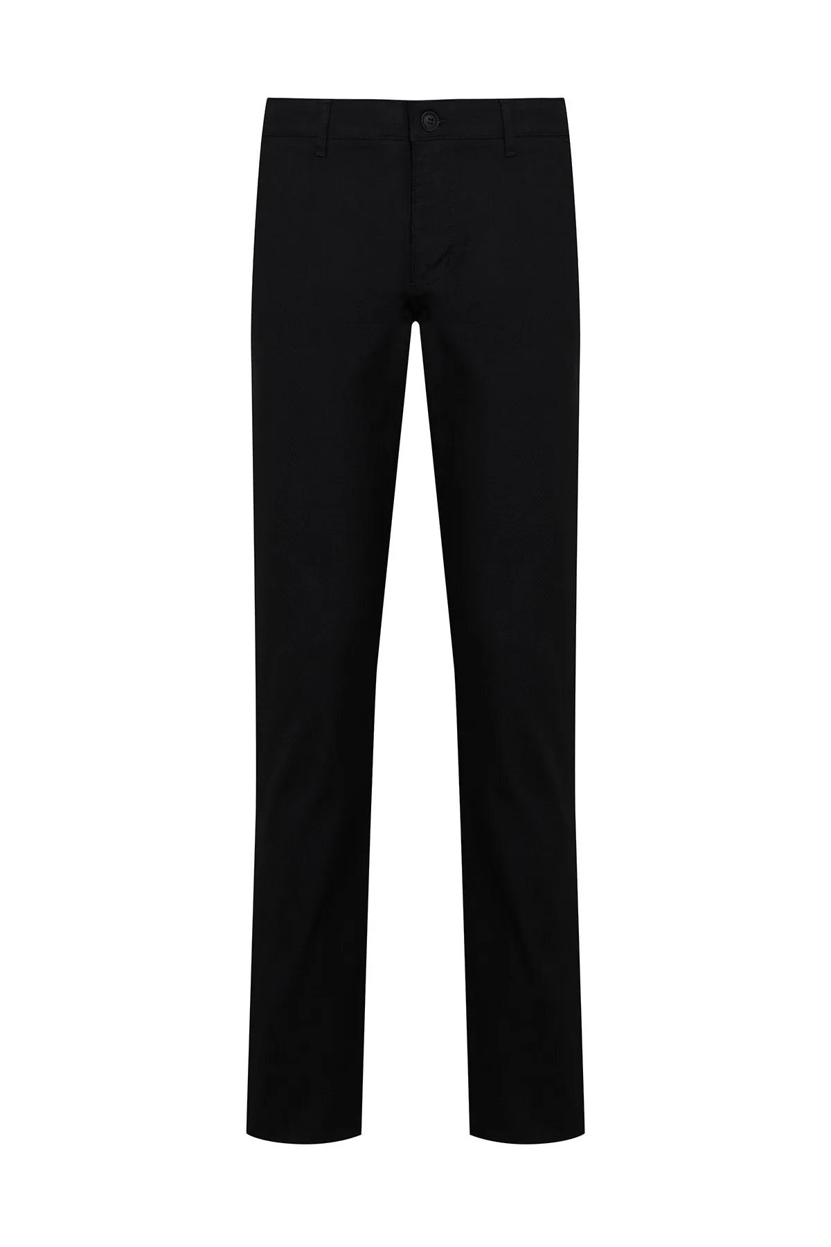 Regular Fit Side Pocket High Waist Unpleated Cotton Gray Casual Pants, Black D.