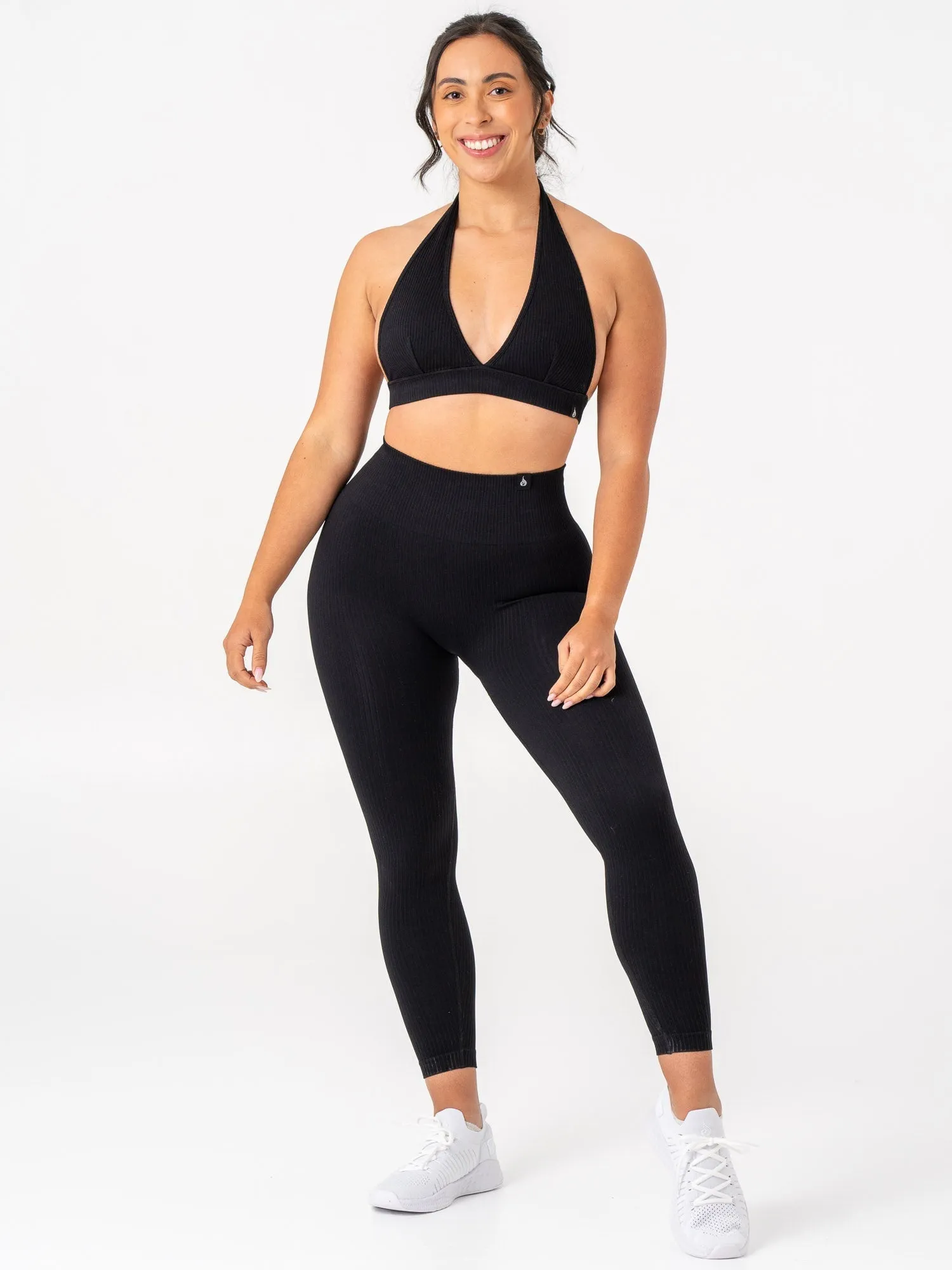 Rib Scrunch Seamless Leggings - Black