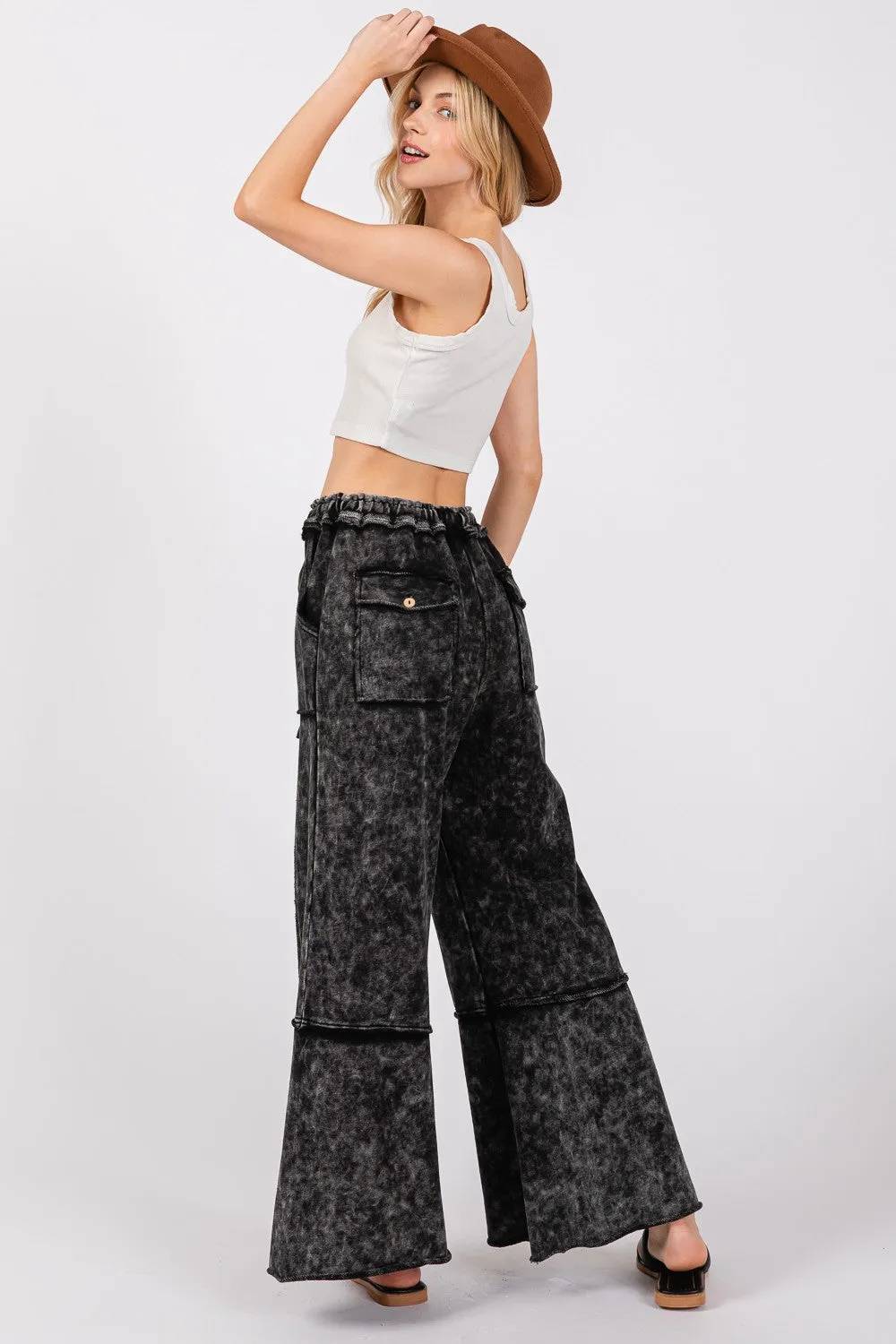 SAGE   FIG Mineral Washed Terry Wide Leg Pants