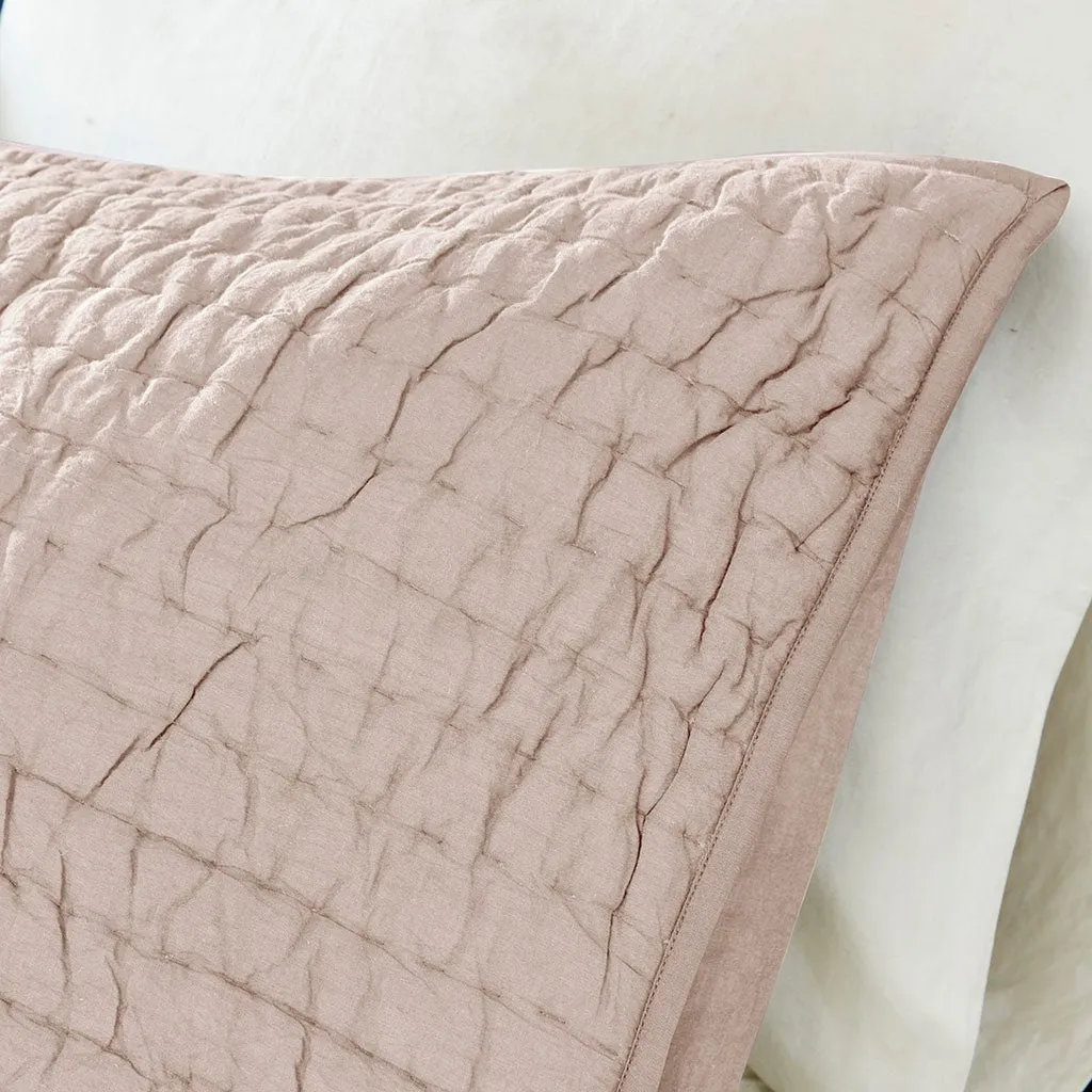 Serene 3 Piece Hand Quilted Cotton Quilt Set - Blush