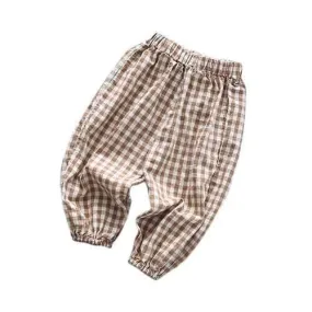 Soft Cotton Boys Plaid Pants For 2-9Y