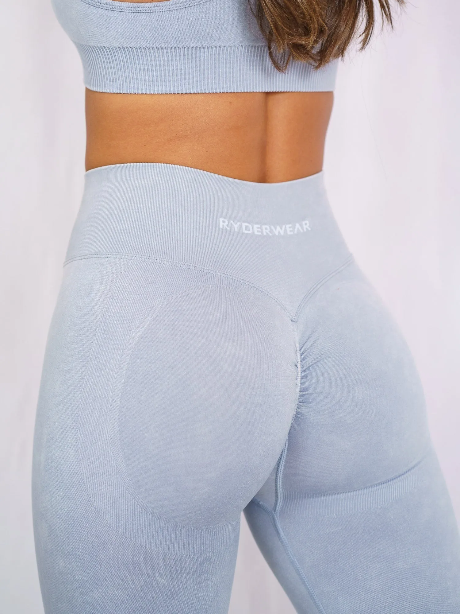 Stonewash Scrunch Seamless Leggings - Dusty Blue Stonewash