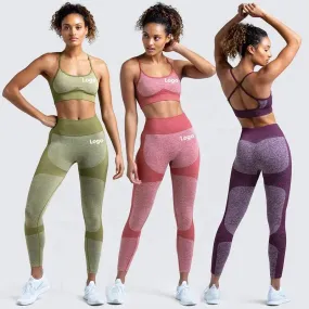 Women Seamless Activewear Fitness Gym Wear Sportswear Crop Top Leggings Yoga bra Set