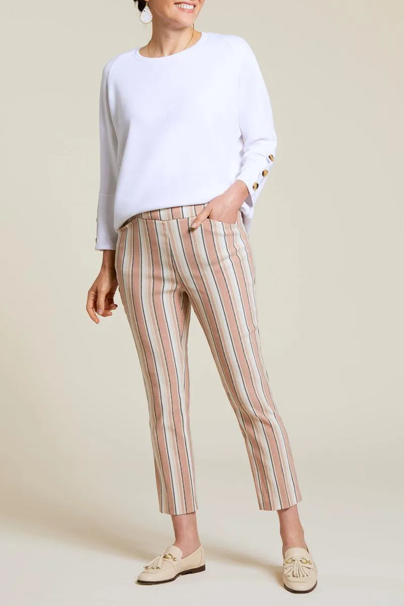 Women's Tribal | Pull-On Stripe Stretchy Capri Pants | Clay